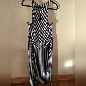Black and White Striped Sleeveless Dress